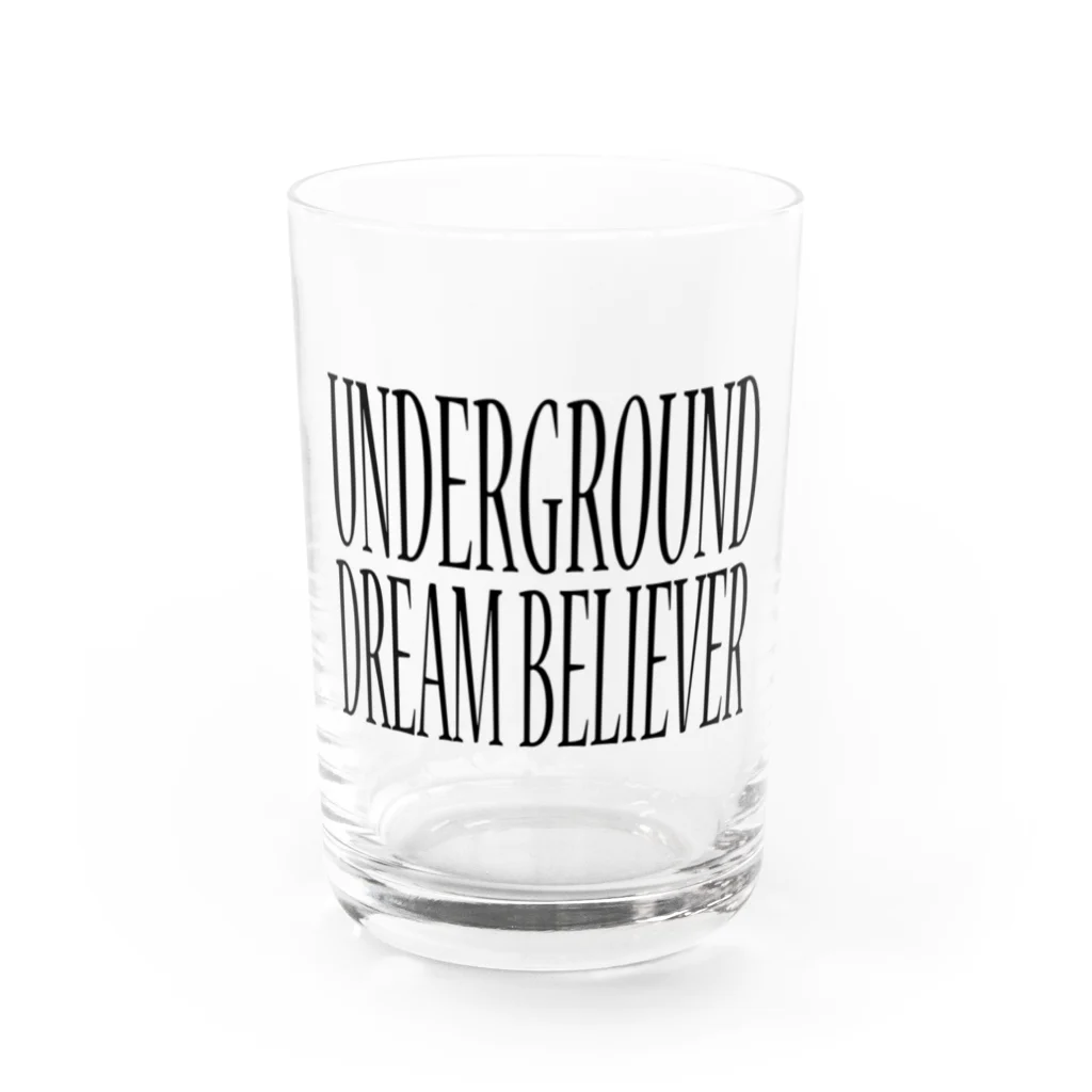 BLACK SHEEP ORIGIN SUZURI SHOPのUNDERGROUD DREAM BELIEVER Water Glass :front