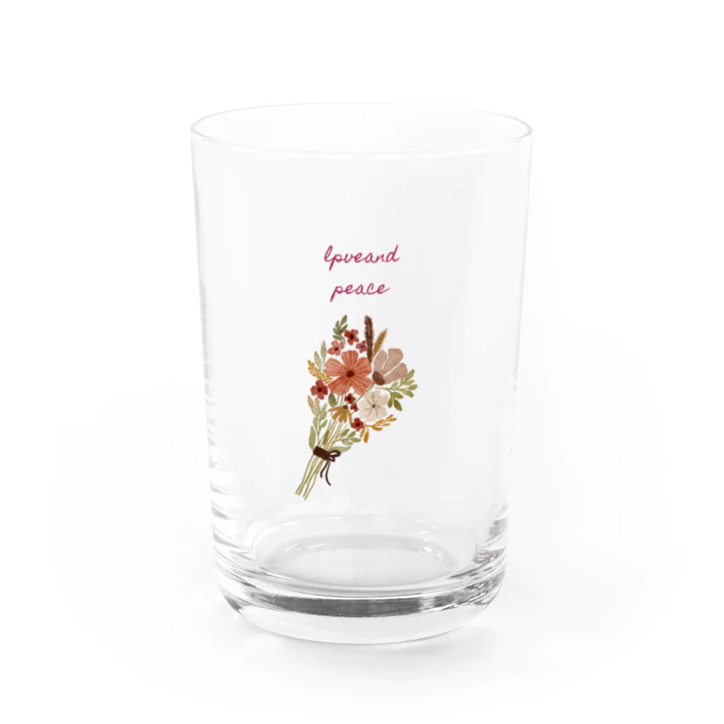 sakuranonakanoharunokazeの花束柄loveandpeace Water Glass :front