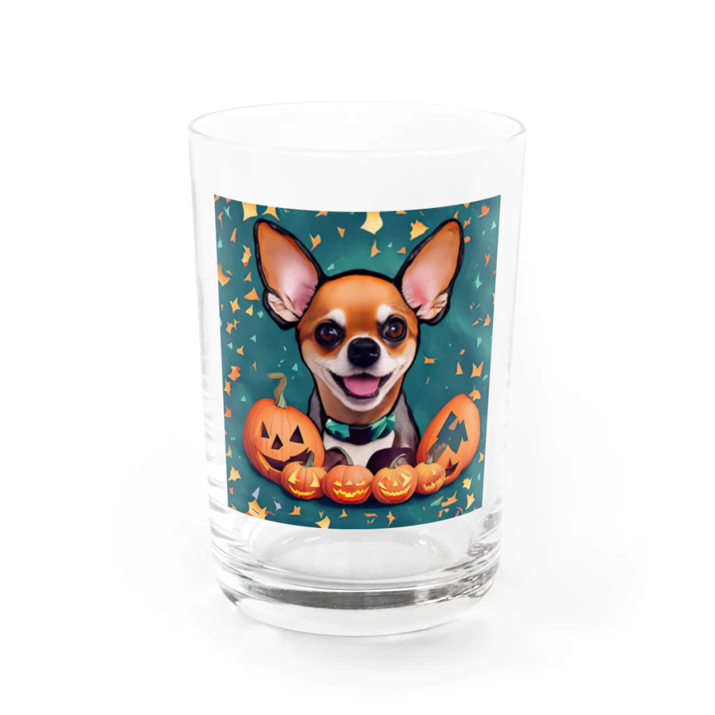 チワワ愛好家ショップの仮装の魔法✨ハロウィンの主役はチワワ Water Glass :front