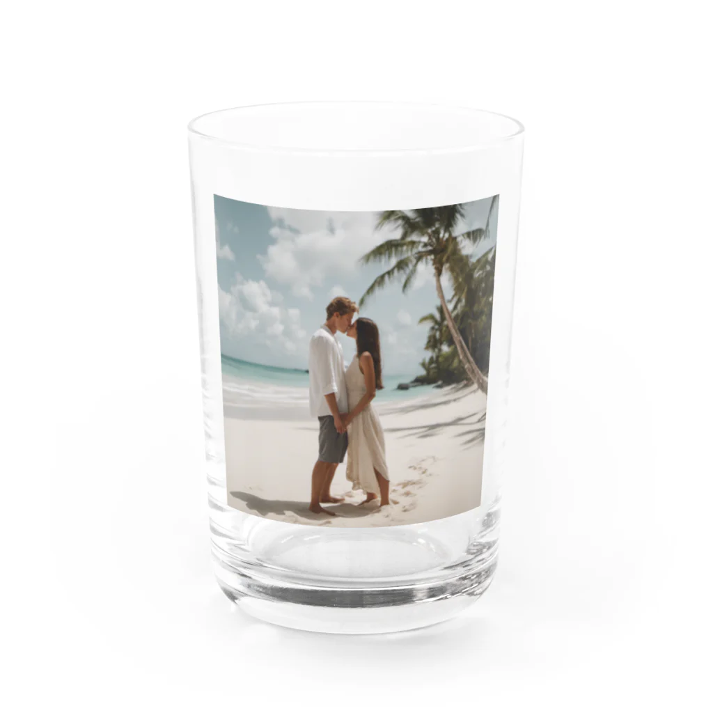 pondLeisurelyの南国の砂浜と恋人 グラス前面