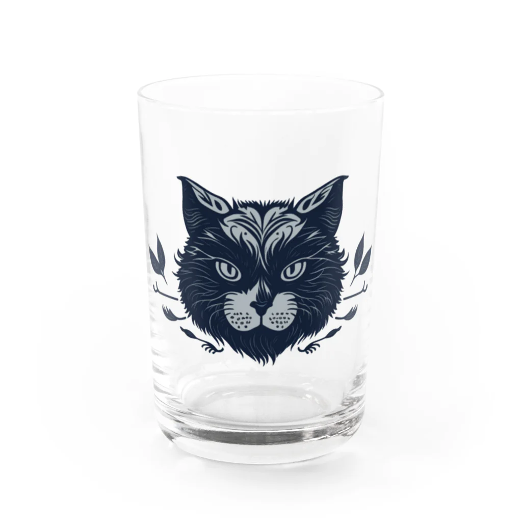 aokitaのマヌルネコ［ダークブルー］ Water Glass :front