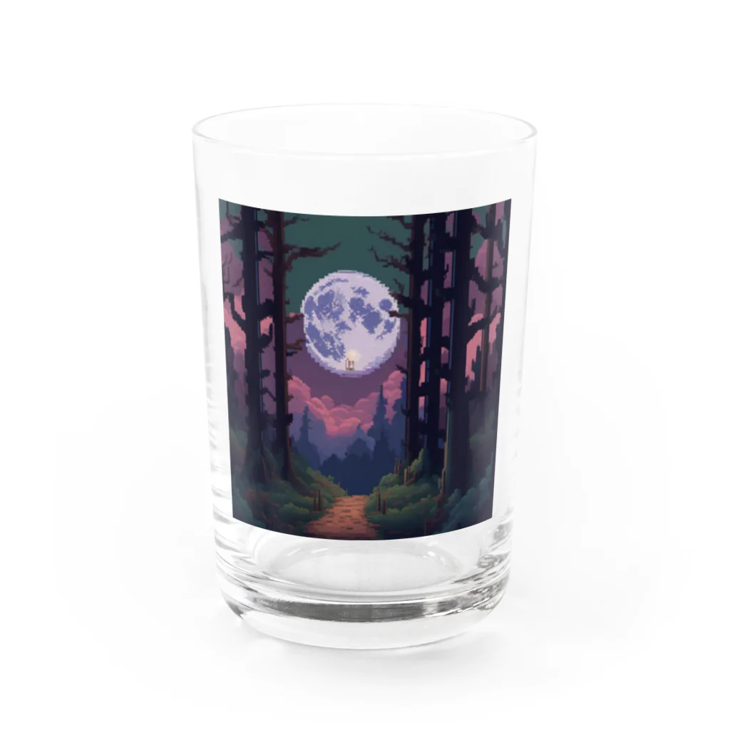 umakoiの不気味な雰囲気の月夜の森の風景のドット絵 Water Glass :front