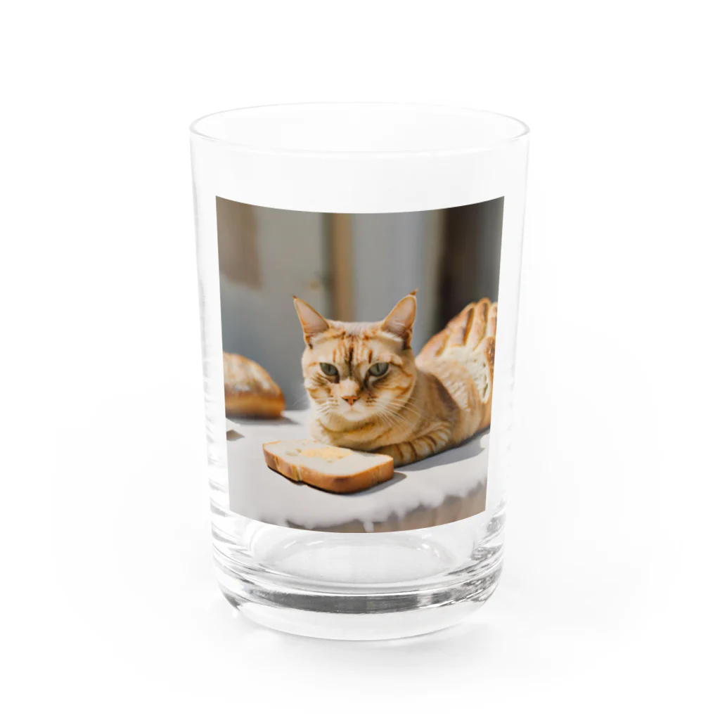 猫雑貨屋　ねこまろのパンの化身、茶トラ Water Glass :front