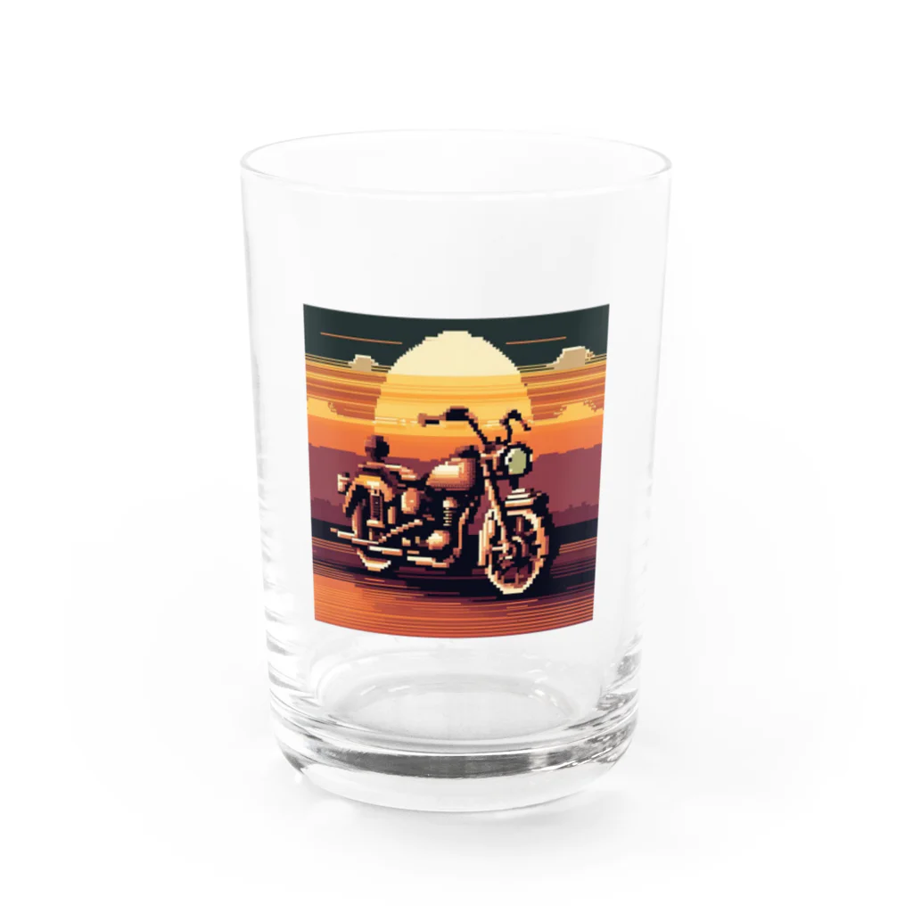 毎日がにゃんとも幸せ マサッチShopのレトロバイクドット　夕日編　№３ Water Glass :front