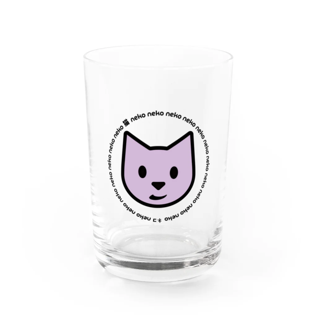 キャットニャーのムラサキPOPな猫 Water Glass :front