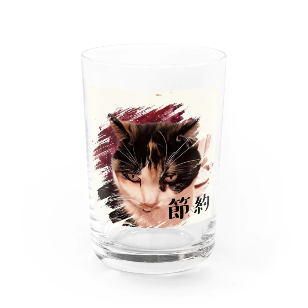 じろきちels-02cの節約三毛猫なっちゃん Water Glass :front