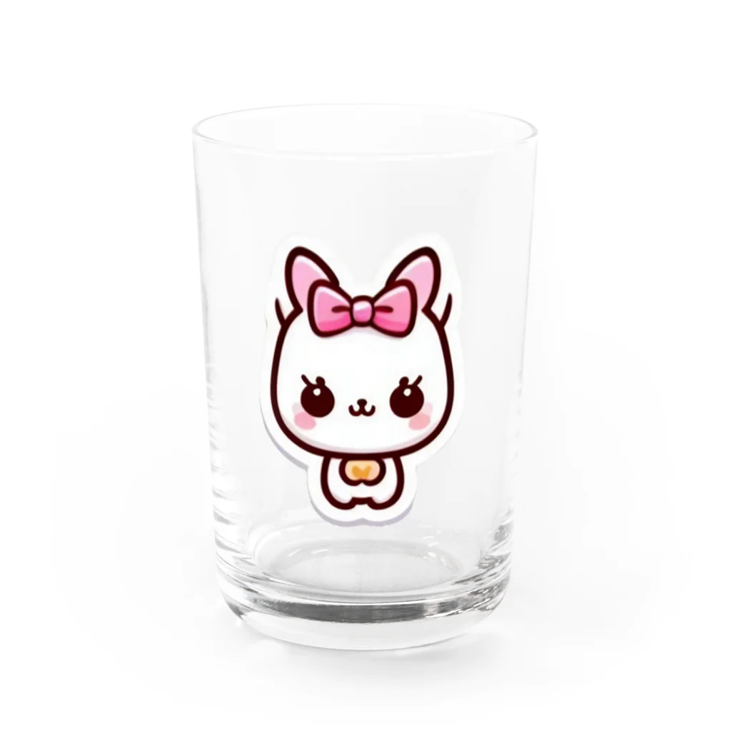 ほっこりデザインスタジオの癒しの白猫グッズ～あなたの心にふれる白い天使～ Water Glass :front