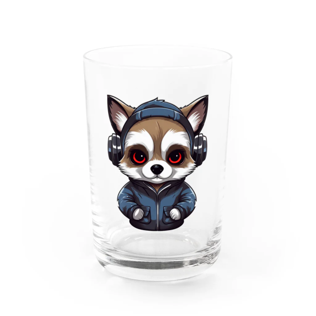 Vasetti_pressのヘッドホンをかけているタヌキ Water Glass :front