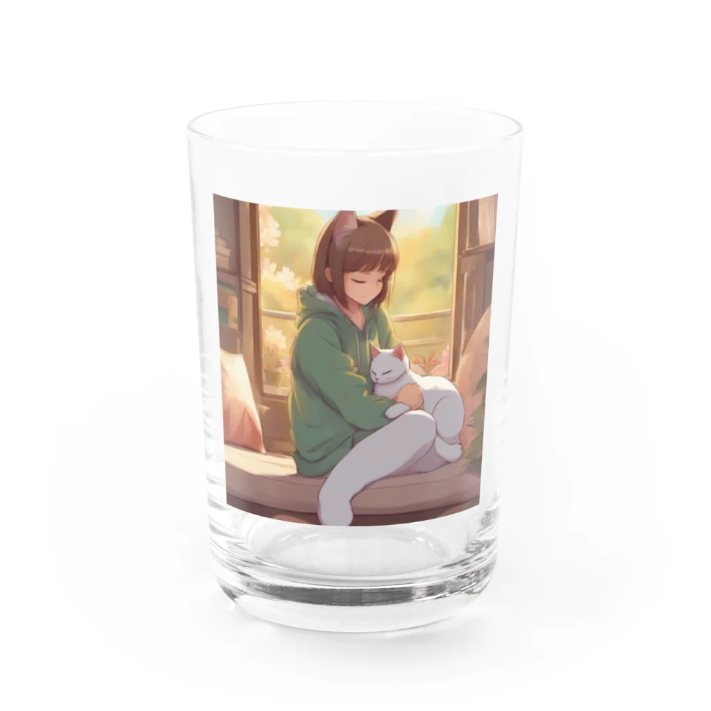 junkyouのぬくもりの時間 - 膝の上でくつろぐ猫 - Water Glass :front