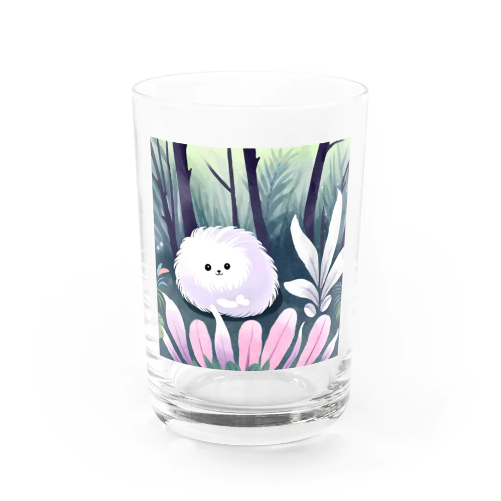 フワフワリンの白いフワフワちゃん Water Glass :front