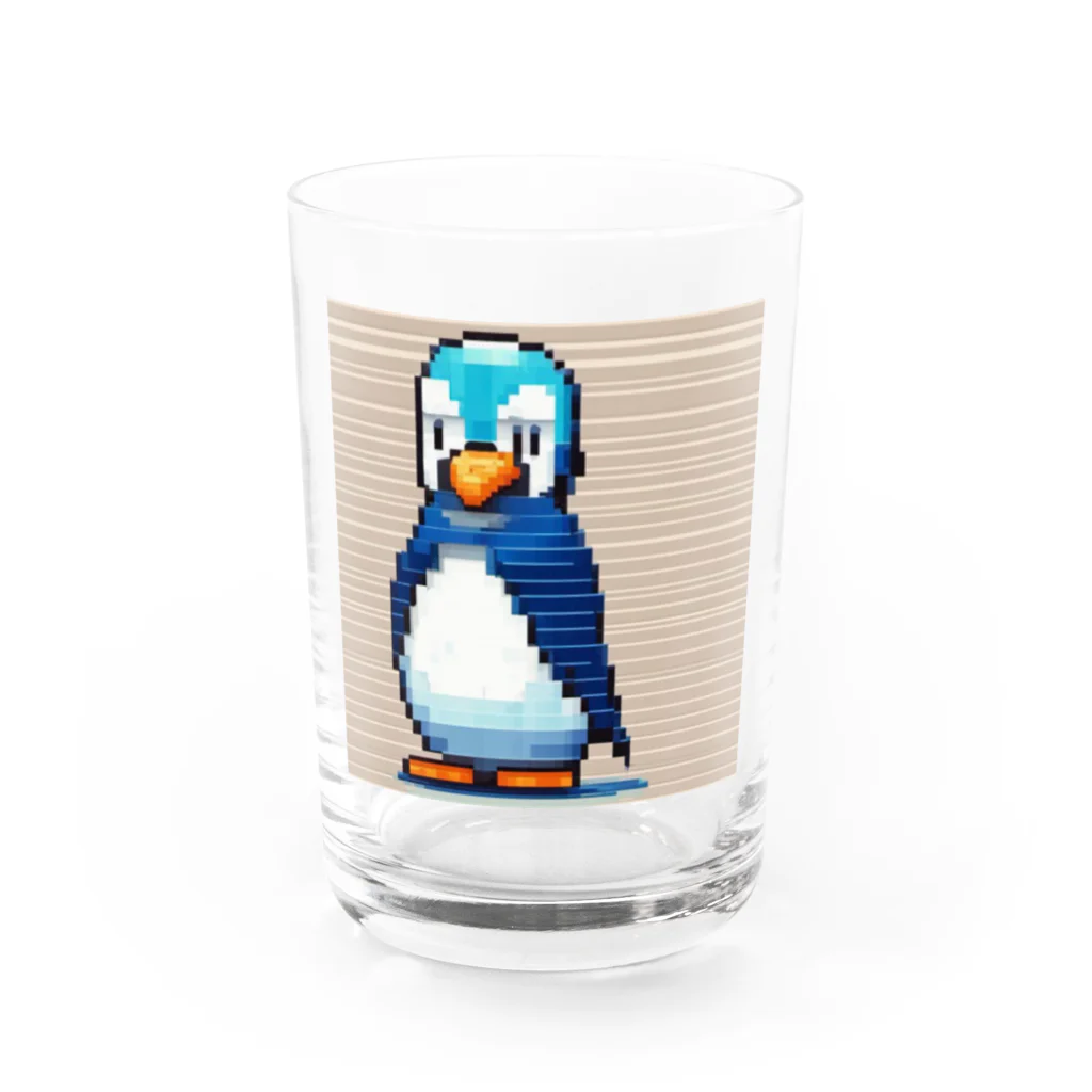 hamusutaroのペンギンピクセルアート Water Glass :front