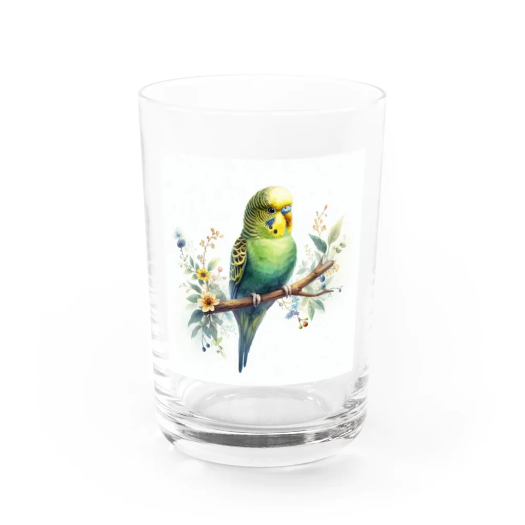 ほんわかショップのセキセイインコ（黄色） Water Glass :front