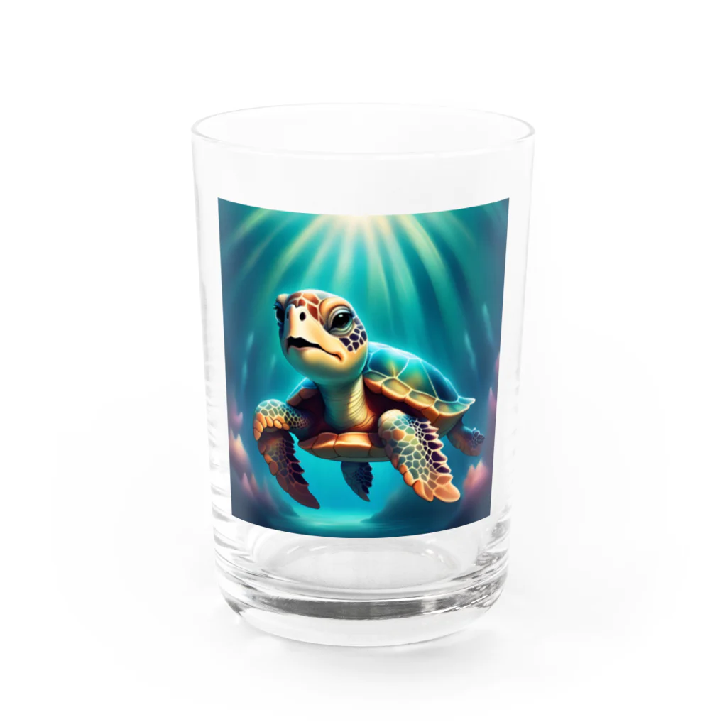 KEIZOKUの可愛らしい天使のような海ガメのイラストグッズ Water Glass :front