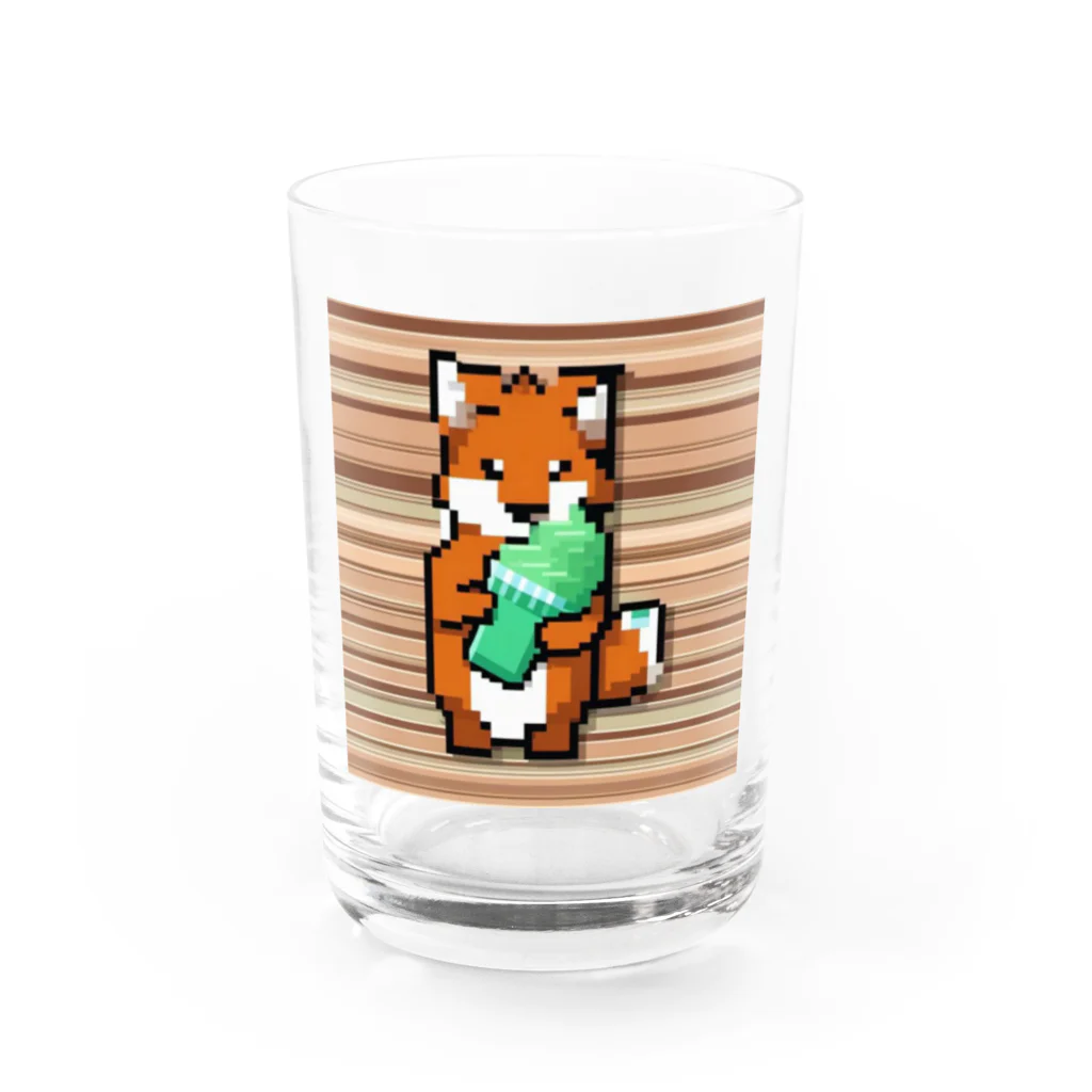 チョコミント大好き部のミントアイス狐 Water Glass :front