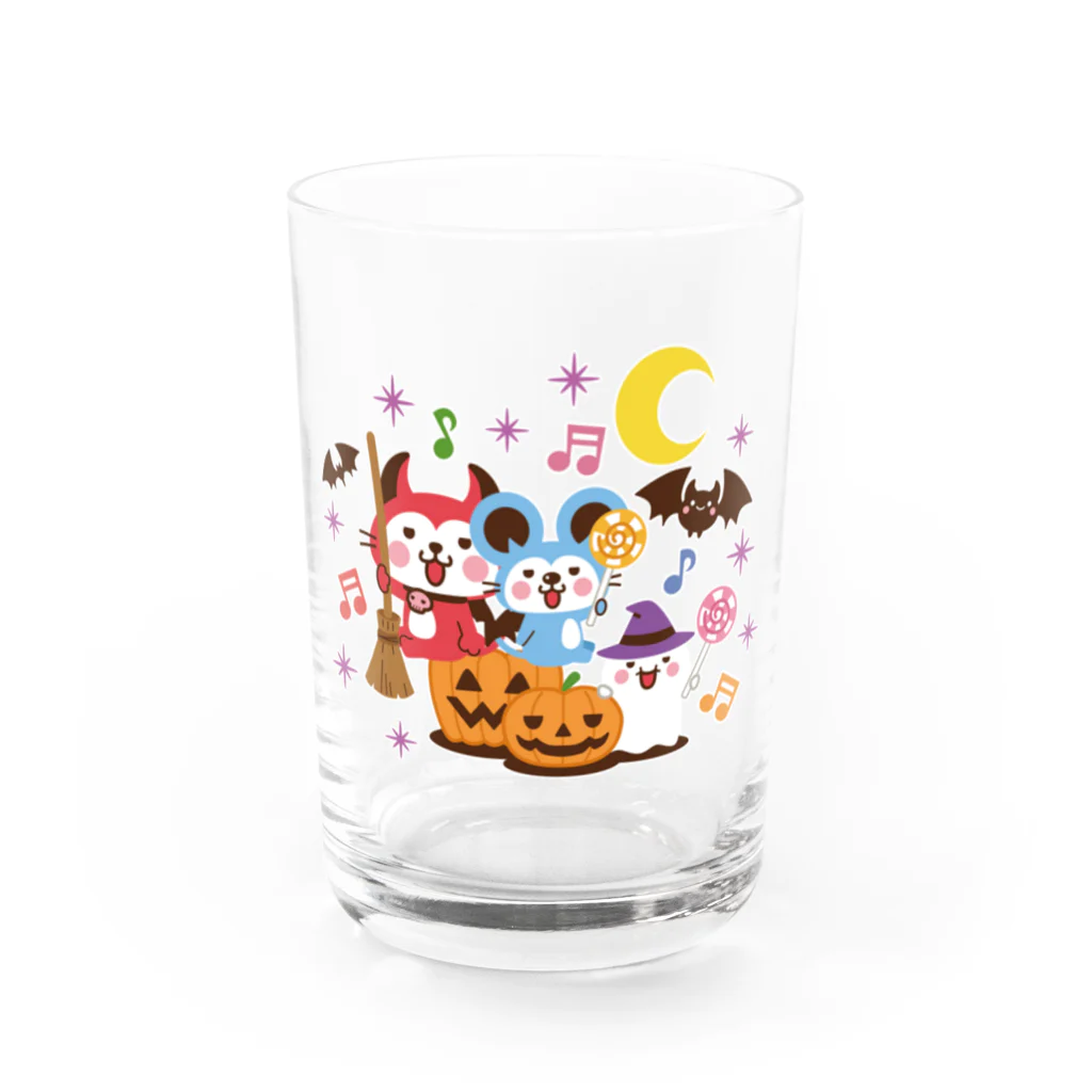 ミニマムユニヴァース@SUZURIのデビねこくんとデビねずちゃん グラス ハロウィン Water Glass :front