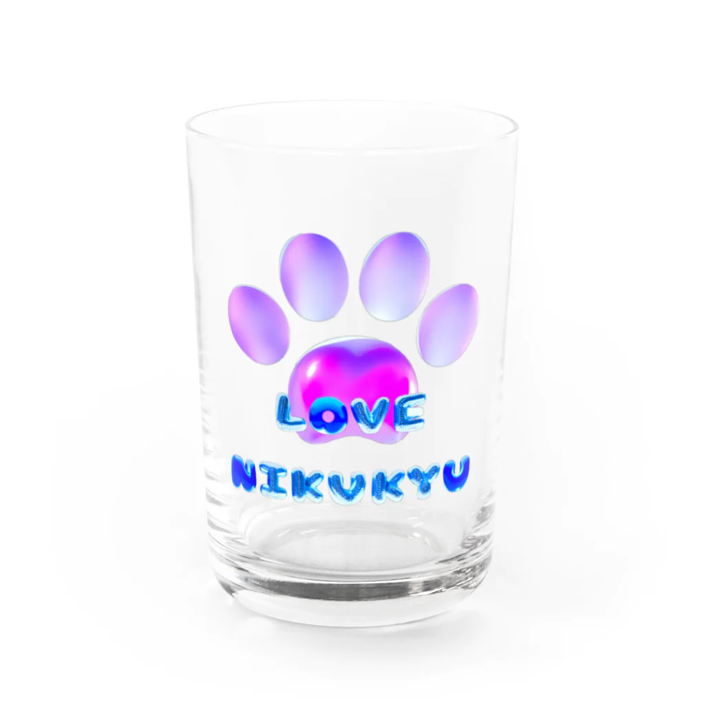 NIKUKYU LOVERのLOVE NIKUKYU -肉球好きさん専用 ブルーピンクバルーン - Water Glass :front