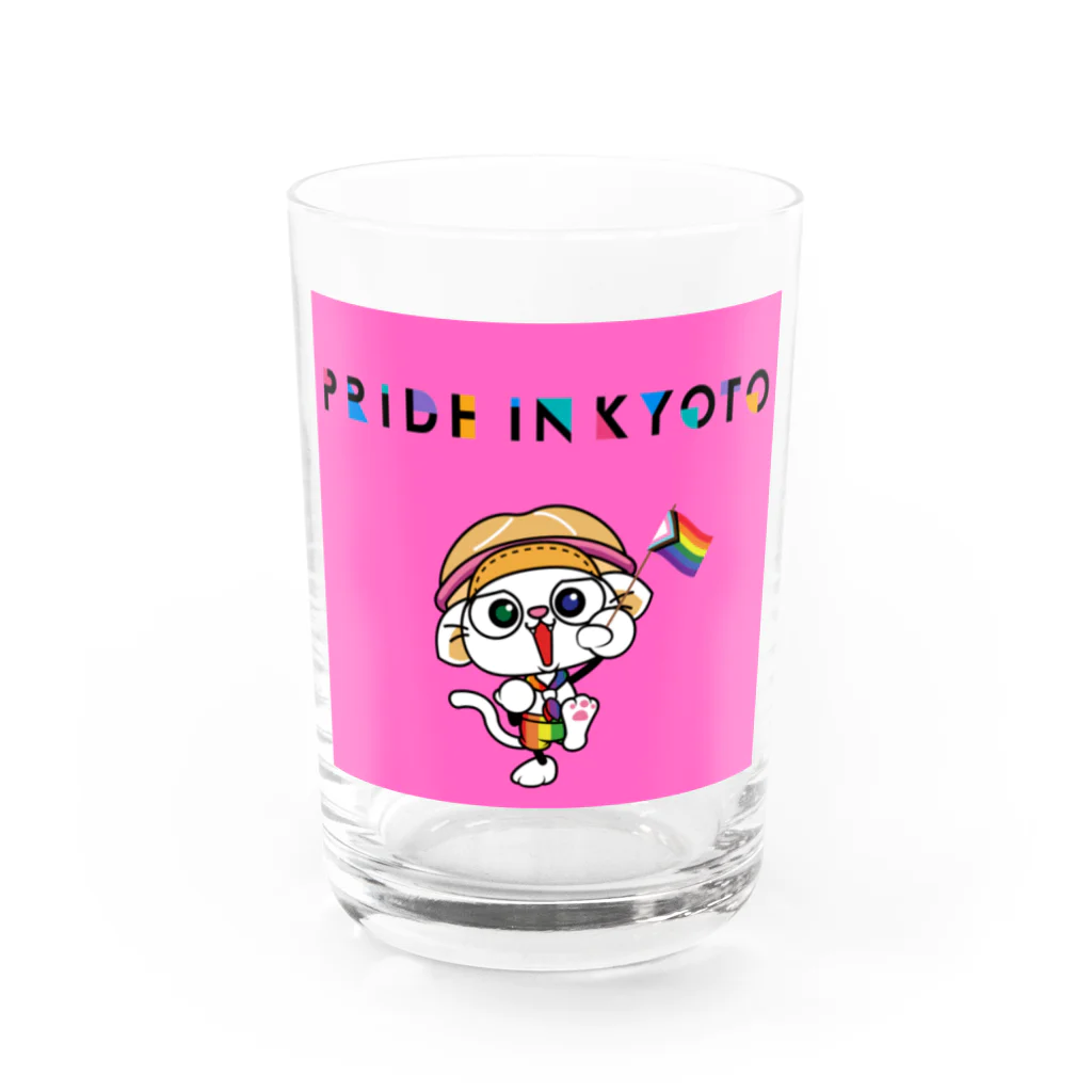 PRIDE in KYOTOのことにゃんpink Water Glass :front