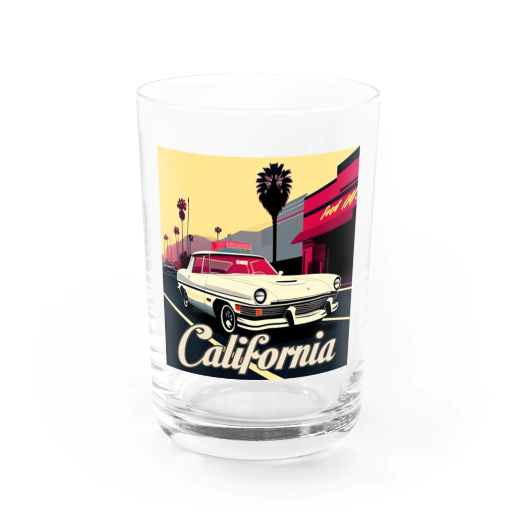 めそぽのカリフォルニアの白い車 Water Glass :front