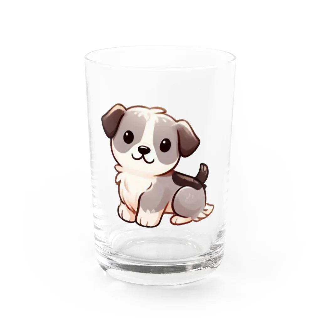 もふもふデザインストアの癒しのふわふわ、もちもち犬 Water Glass :front