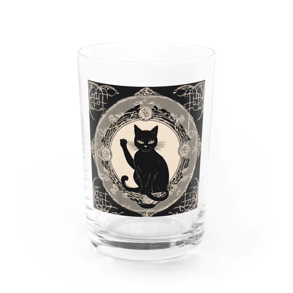 黒猫堂の黒猫　招き猫2 Water Glass :front
