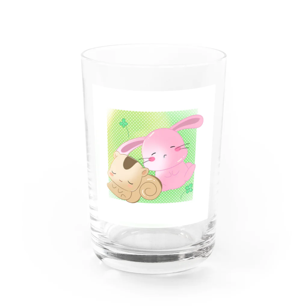 MONACAのお昼寝 うさぎとリス Water Glass :front