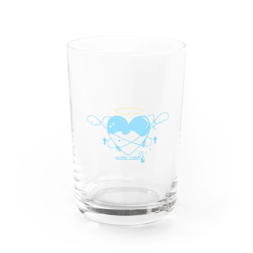 まるたるんのドット絵 水色ハート Water Glass :front