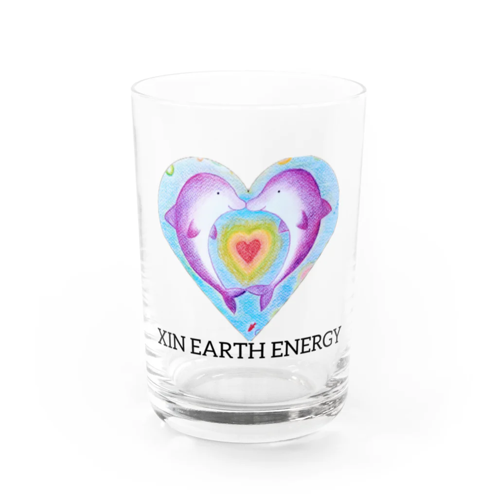 XIN地球369ショップのXIN地球ツインイルカLOVE♡ Water Glass :front