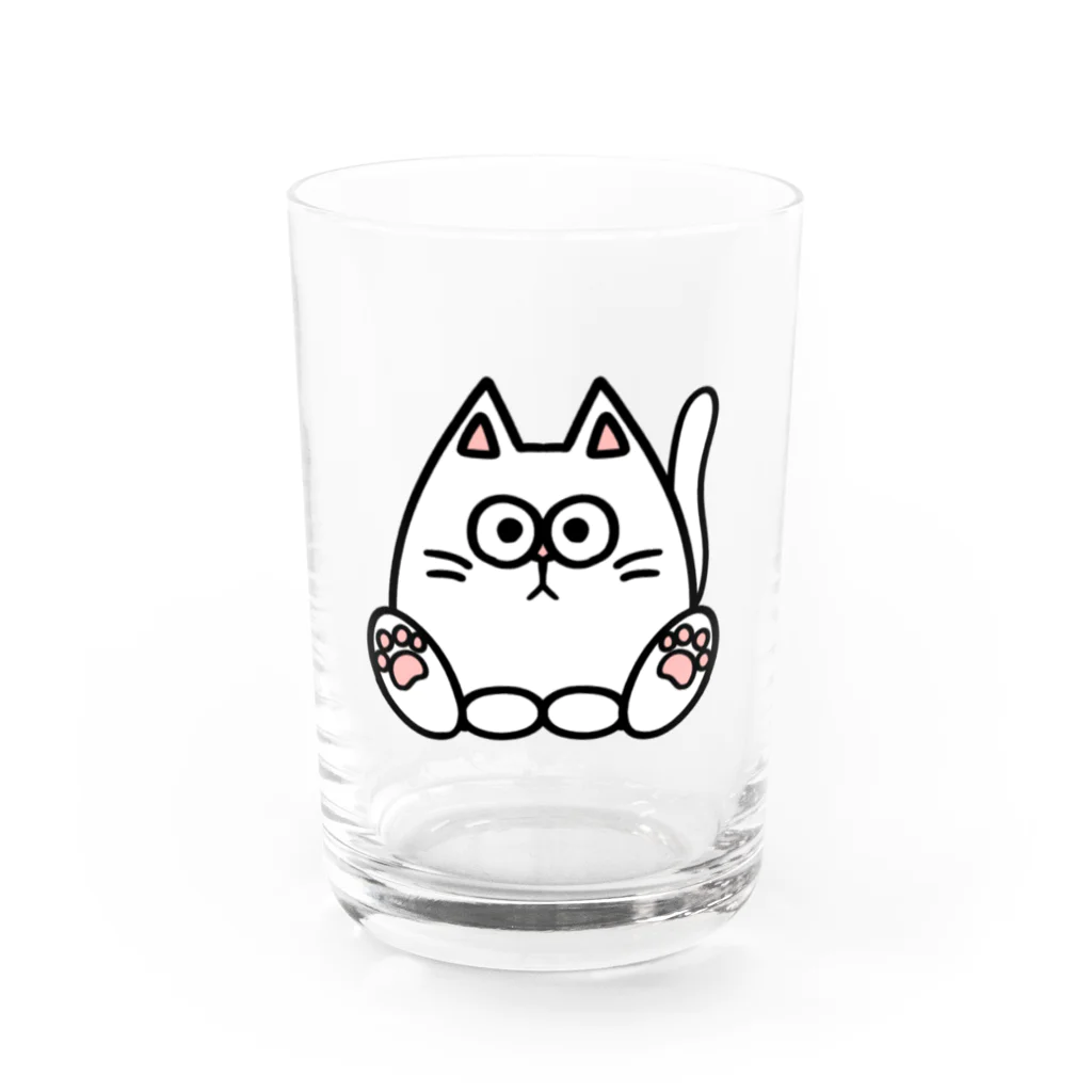 ねこねこうおの白猫キル Water Glass :front