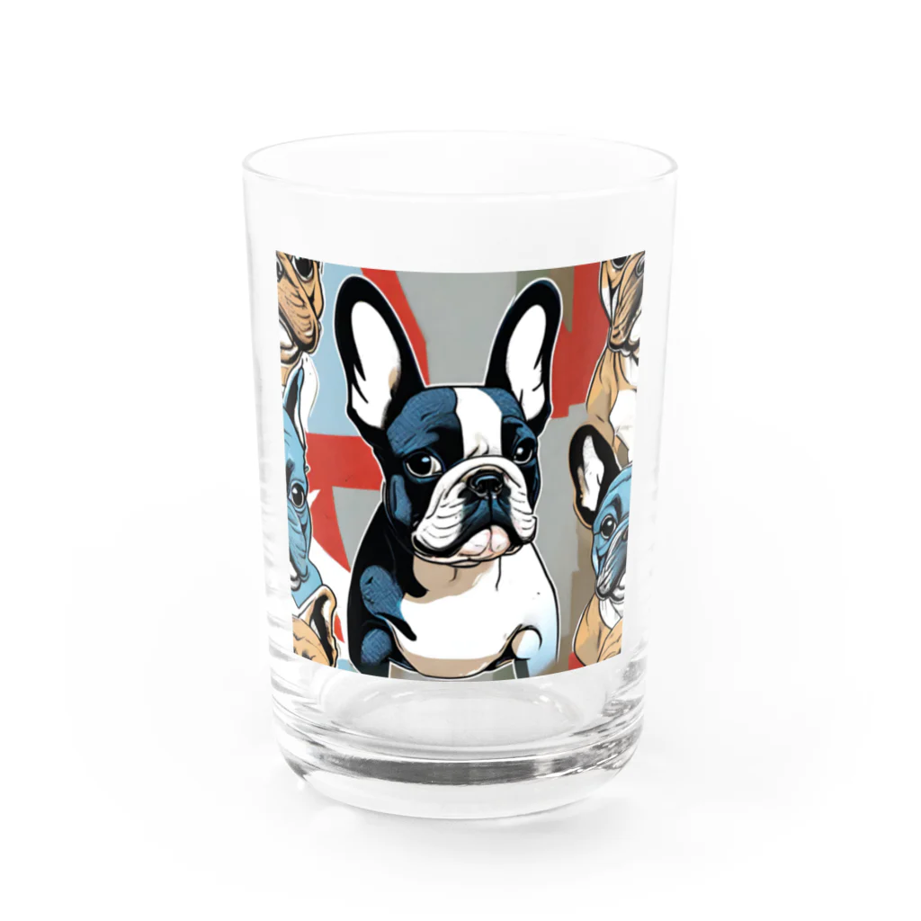 Artistic Allure EmporiumのCool French Bulldogs Water Glass :front