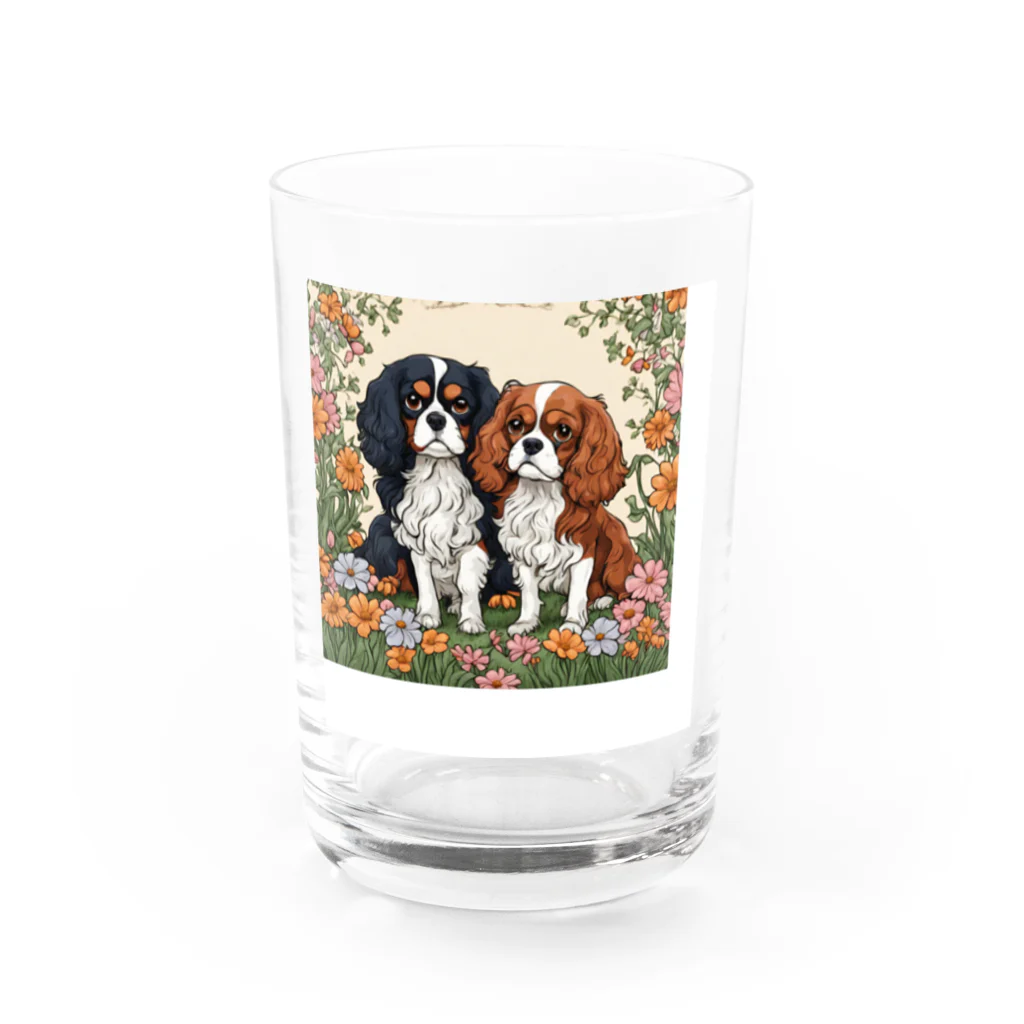 melu609の仲良しキャバリアちゃん Water Glass :front