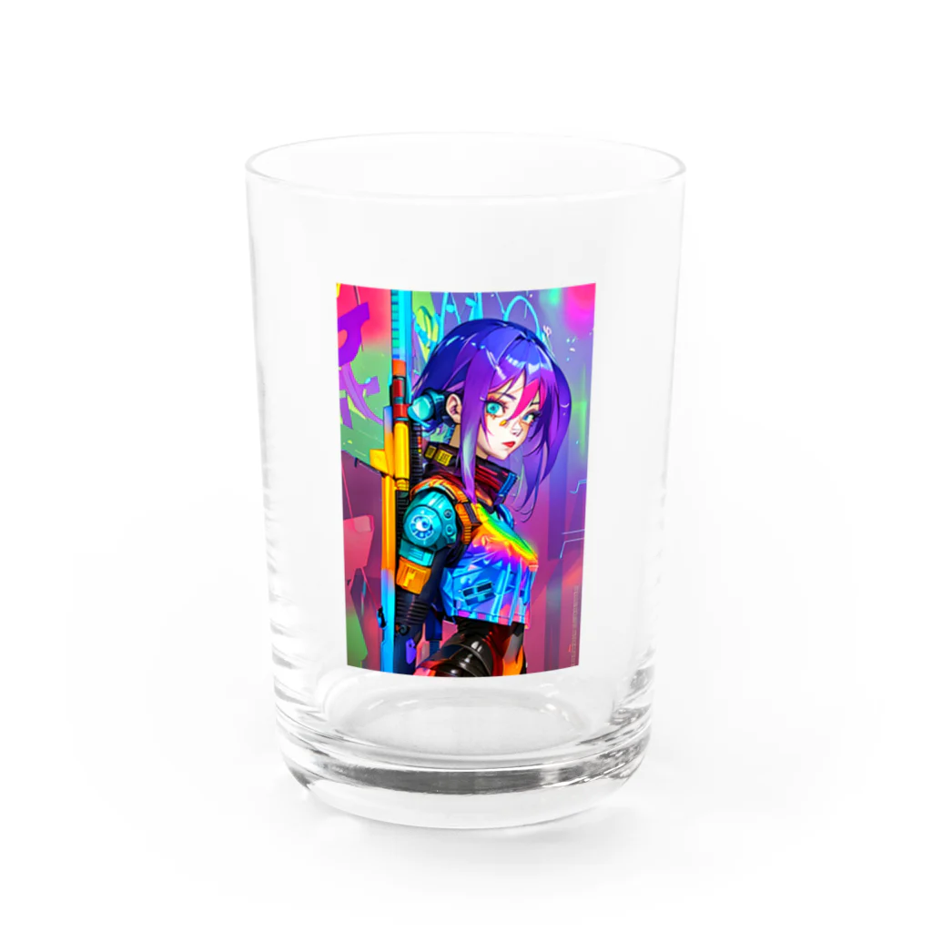 AI・デザインが好きな人のカラフルポップ　サバイバル Water Glass :front