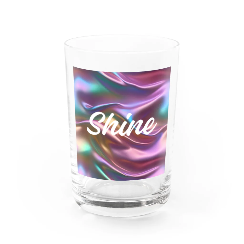 Kumamanのオーロラシルク　Shineロゴ入り Water Glass :front