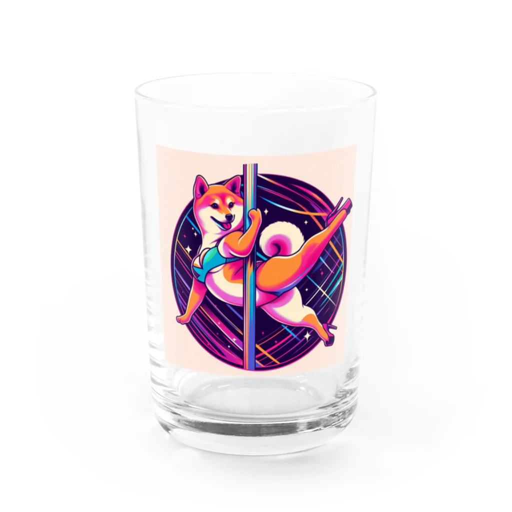 TokyoKimchiのポールダンス踊る柴犬ウニ Water Glass :front