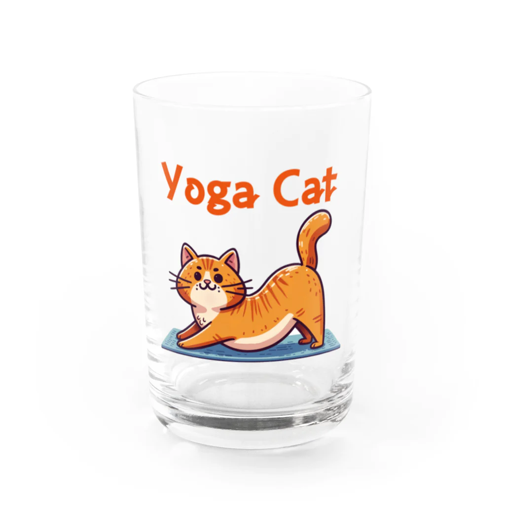 bravoadのヨガで猫のポーズ Water Glass :front