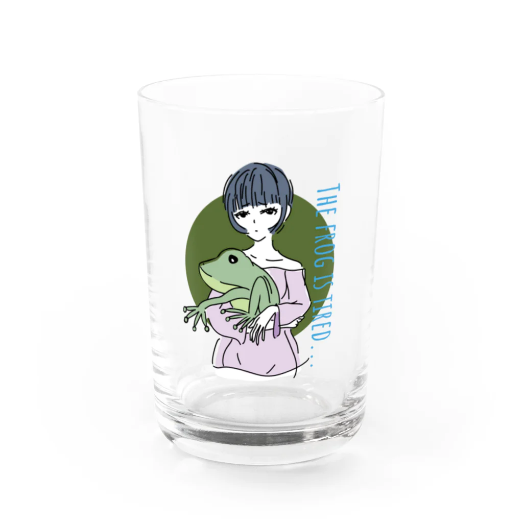 chicodeza by suzuriのカエル好きな女の子 Water Glass :front