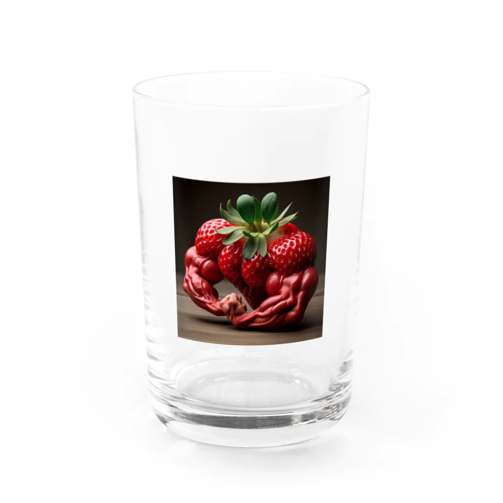 Mukimukiのマッスルストロベリー Water Glass :front