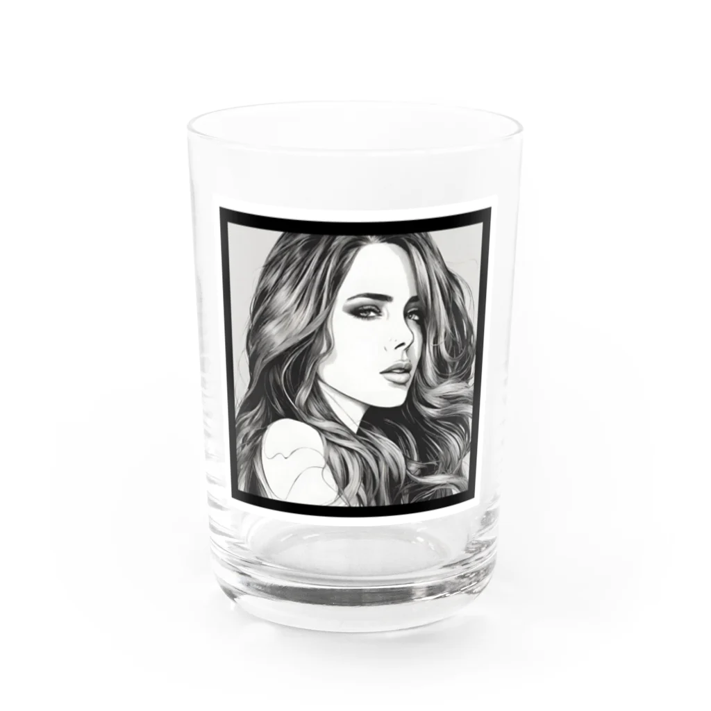 みそきなこ屋のMonochrome Girls Water Glass :front