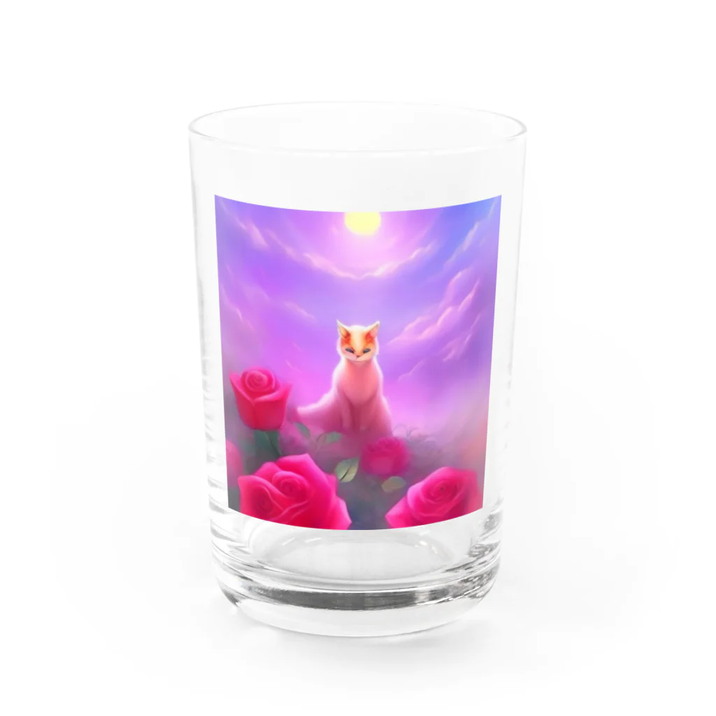 🇯🇵AMAGUMU SHIZUKU(雨雲 雫)の薔薇を嗜む猫 Water Glass :front