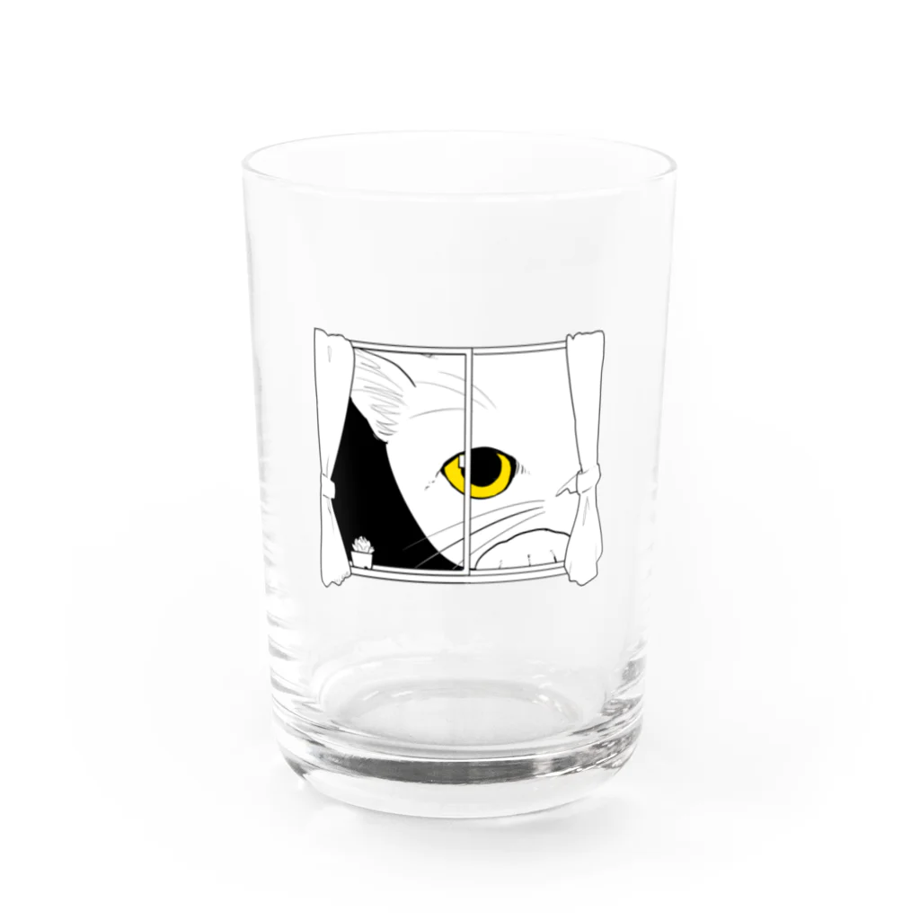 bajo_la_nieveの窓から猫 Water Glass :front