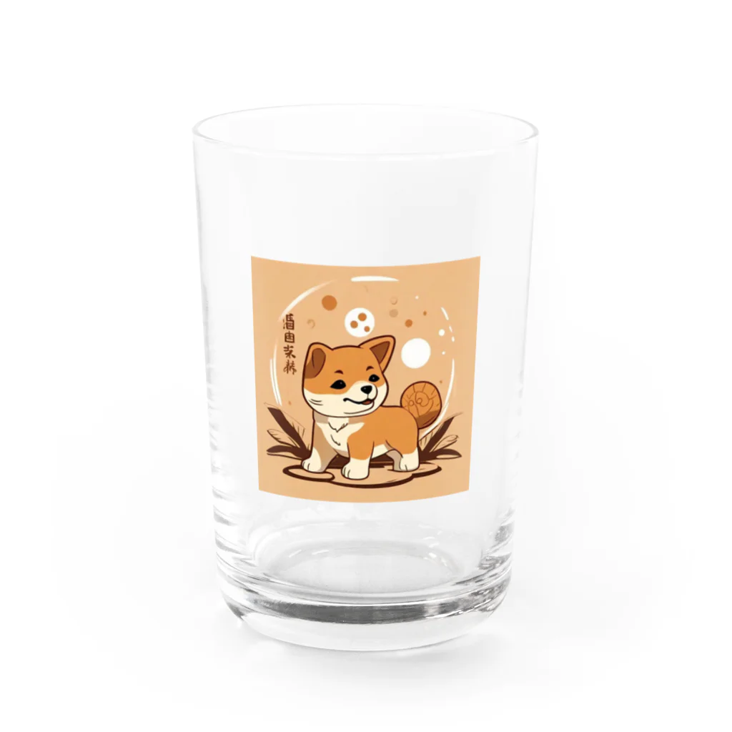 dcgnori／ワンコ画像の柴犬、縄文☆彡古代くん Water Glass :front