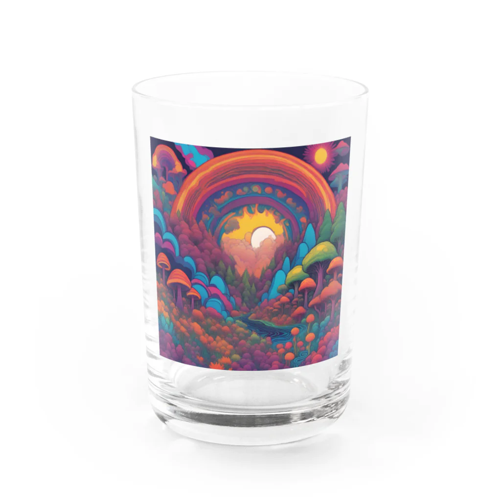 yt shopのサイケな自然イラストグッズ Water Glass :front