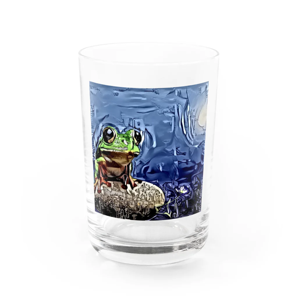 絵を描く人【のなまに】の月夜のカエル Water Glass :front