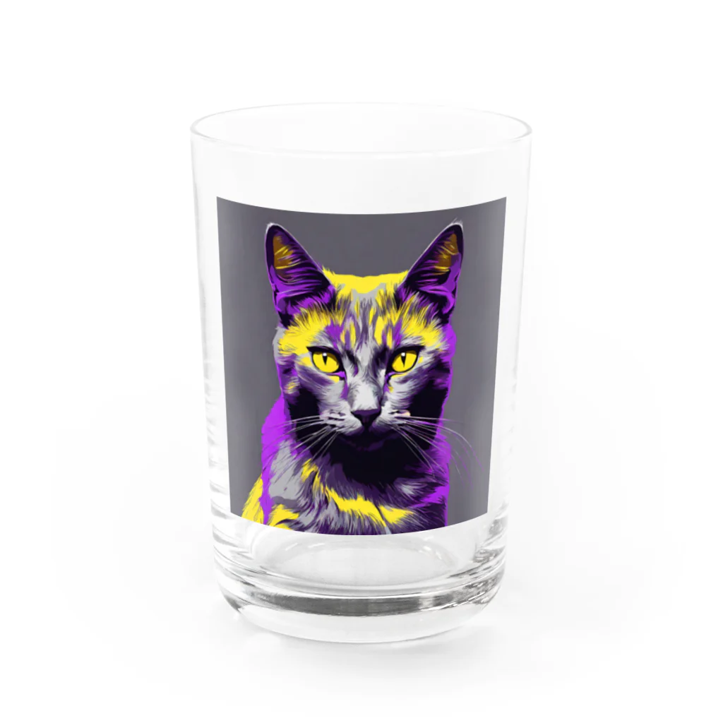 ながさわショップのnight cat Water Glass :front