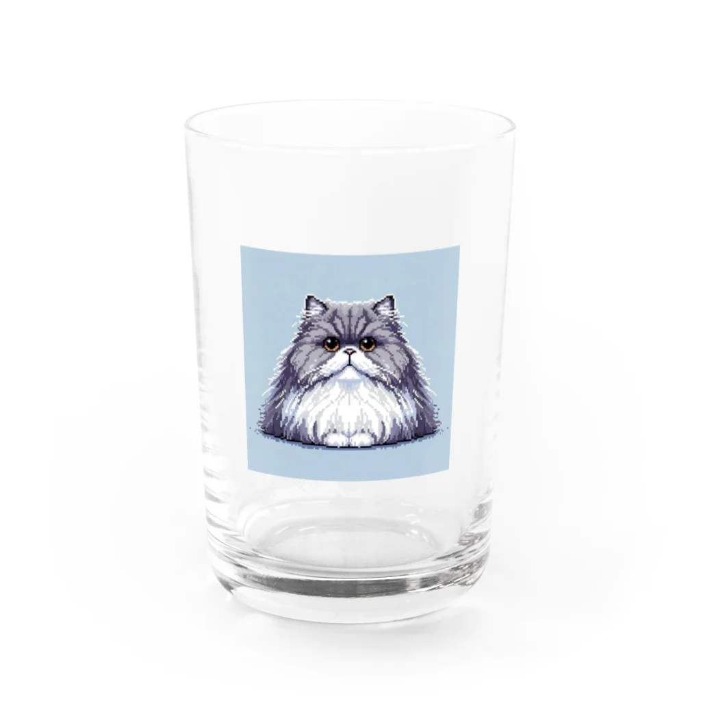 ドット絵、ゲーム好き必見🥰のピクセルペルシャ猫ちゃん Water Glass :front