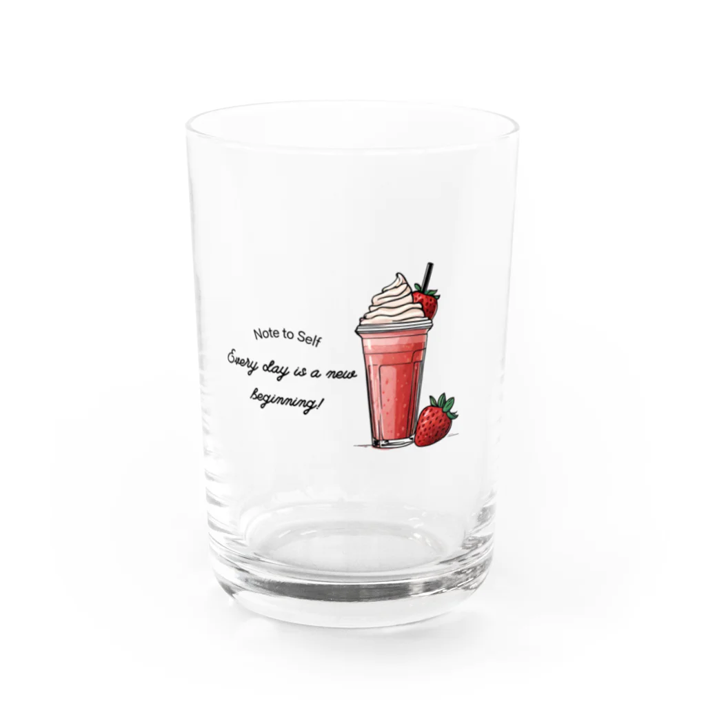 Love and peace to allのストロベリーフラペチーノとメッセージ Water Glass :front