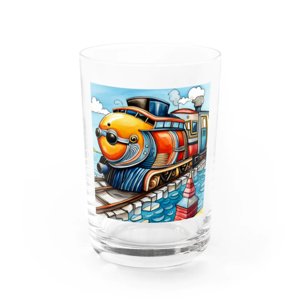 アニマルキャンバスのトレインフィッシュ Water Glass :front