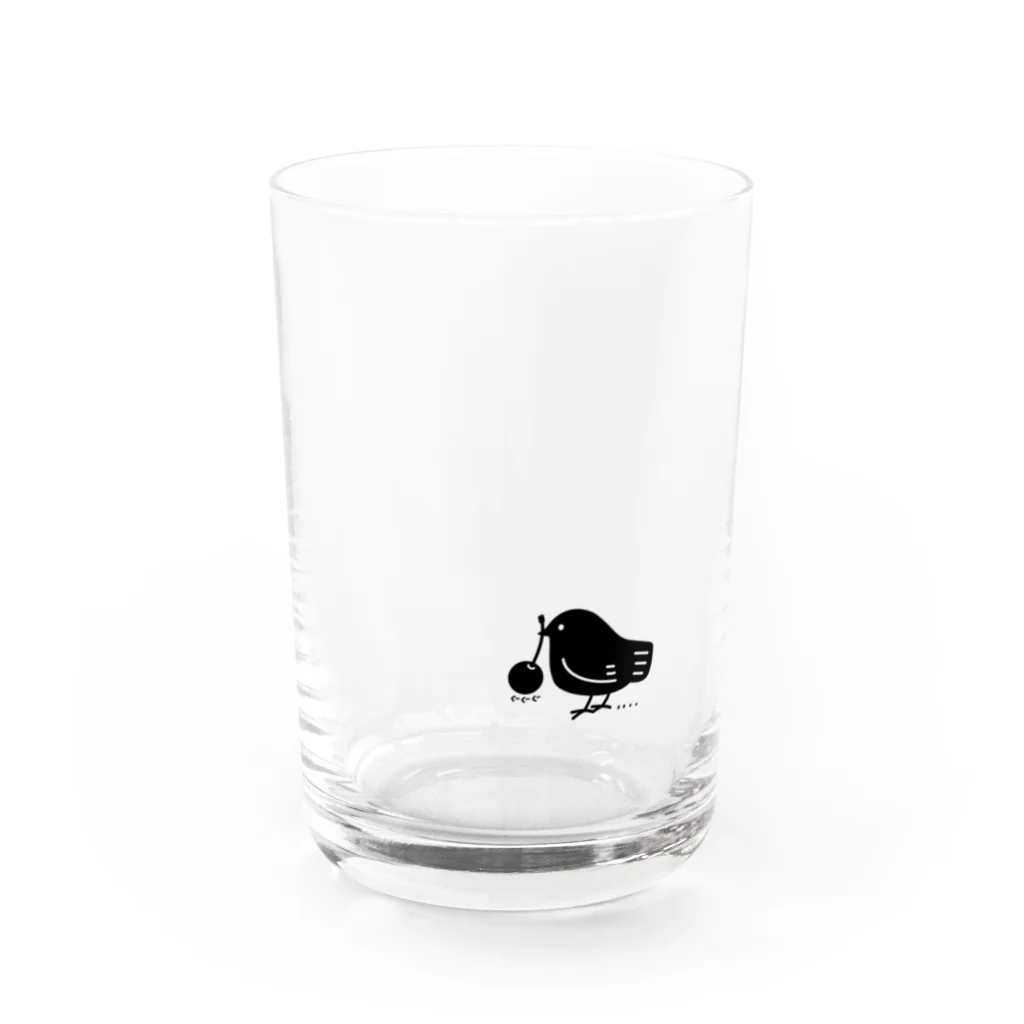 イラスト MONYAAT のワンポイント　みつぐとり Water Glass :front