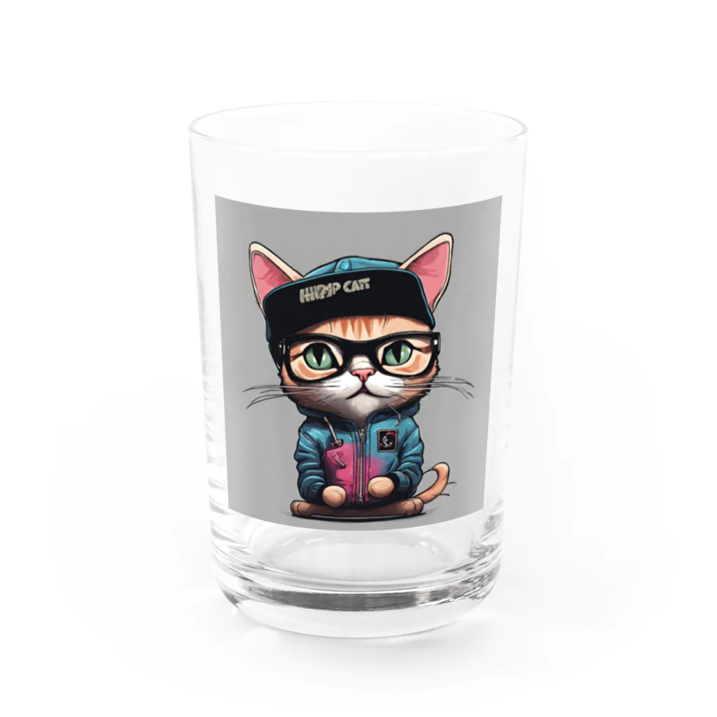 非常口社長のヒップホップ猫 Water Glass :front