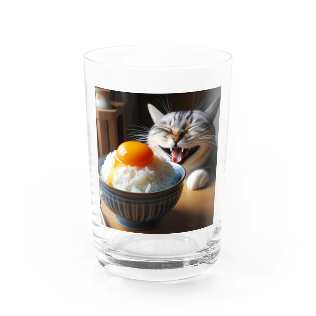 ねこ鉄道の卵かけご飯 Water Glass :front