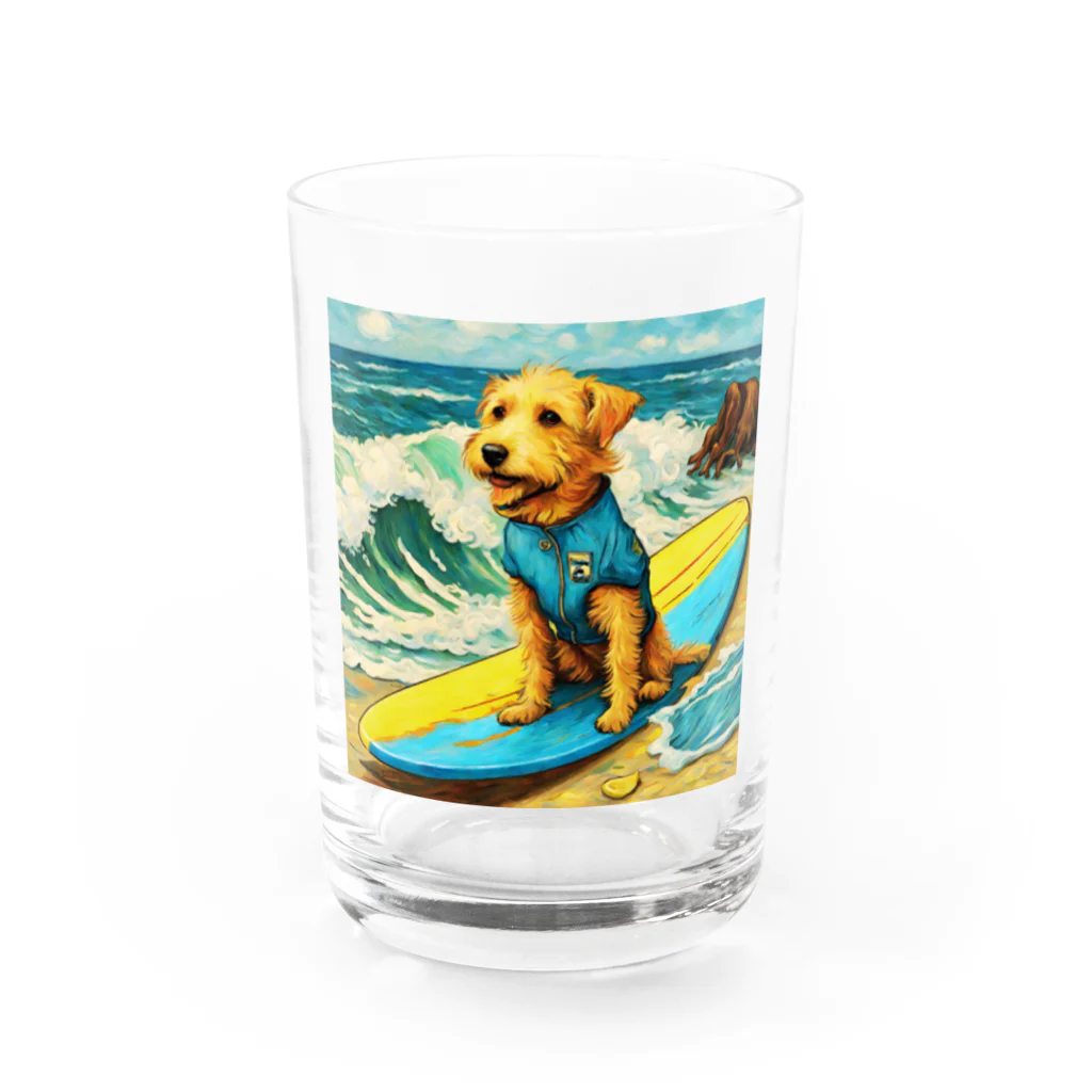 ハッピー・ディライト・ストアの波乗りDog Water Glass :front